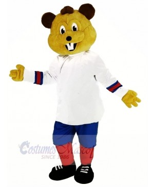 Brown Beaver with White Coat Mascot Costume Animal