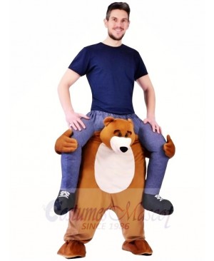 Piggy Back Bear Carry Me Ride on Brown Bear Mascot Costume Halloween 