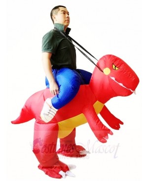 Red Dinosaur Carry me Ride On T-rex Inflatable Halloween Christmas Costumes for Adults