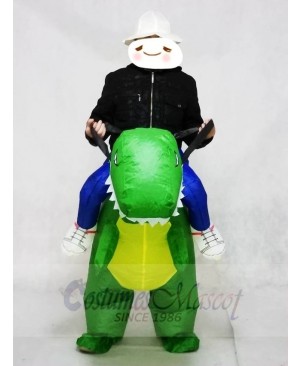 T-rex Carry me Ride On Green Dinosaur Inflatable Halloween Christmas Costumes for Adults