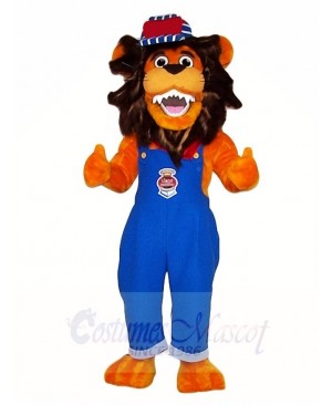 Blue Overalls Lion Mascot Costumes Animal 