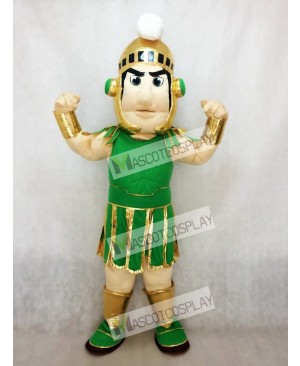 Green and Golden Spartan Trojan Knight Sparty Mascot Costume Fancy Costume Carnival