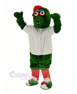 Green Monster with White T-shirt Mascot Costume Cartoon