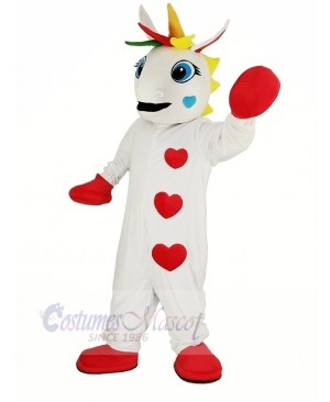 White Unicorn with Colorful Horn Mascot Costume Animal