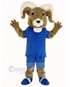 Sport Ram with Blue T-shirt Mascot Costume Adult