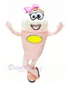 Pink and White Ice Cream Mascot Costume Cartoon 