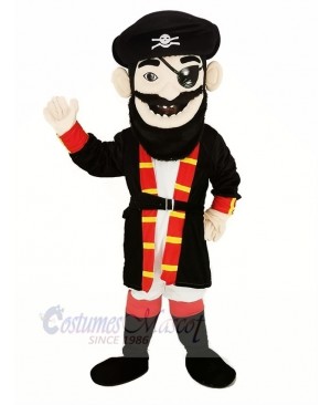 Beard Pirate in Red Coat Mascot Costume People