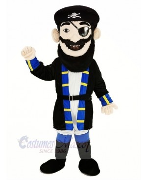 Beard Pirate in Blue Coat Mascot Costume People