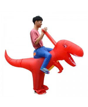 Red Dinosaur with Big Head Carry me Ride on Inflatable Costume Halloween Christmas for Adult/Kid