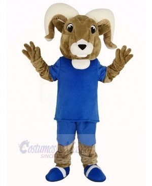 Sport Ram with Blue T-shirt Mascot Costume Adult