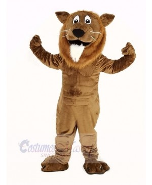 Brown Lion with White Beard Mascot Costume Animal