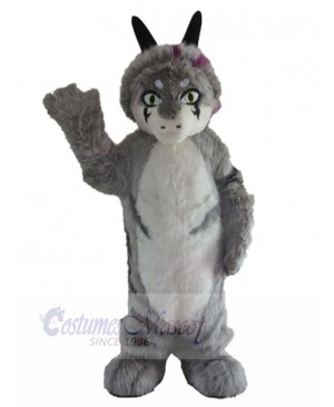 Interesting Long Fur Grey Dog Mascot Costume Animal