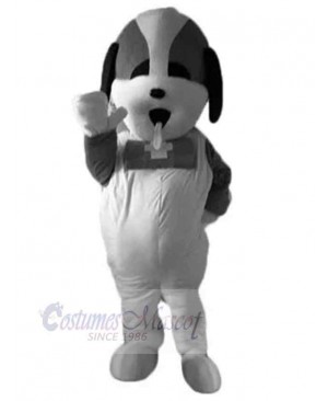 Cute White and Gray St. Bernard Dog Mascot Costume Animal