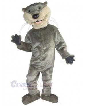 Comical Gray Cat Mascot Costume Animal with Small Eyes