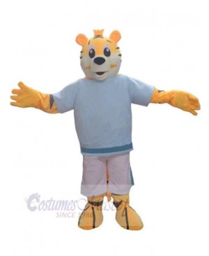 Cute Tiger Mascot Costume Animal in White T-shirt