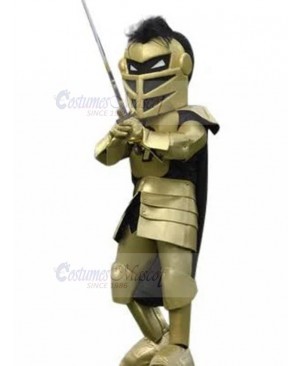 Spartan Knight with Golden Armor Mascot Costume People