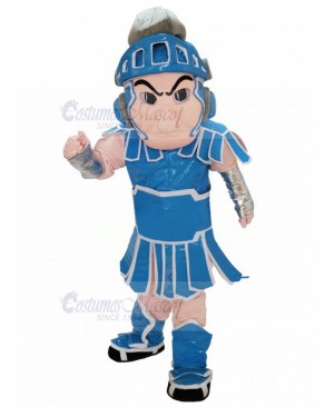 Spartan Knight with Blue and white Armor Mascot Costume People