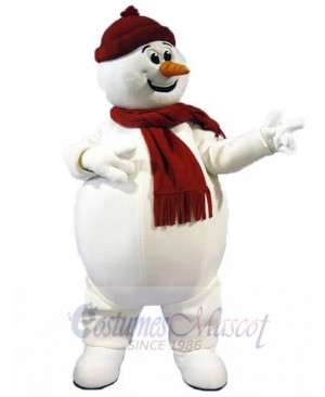 Belly Billowing Snowman Mascot Costume Cartoon