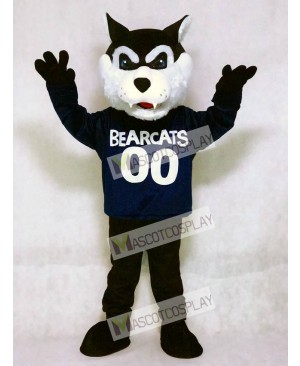 Cute Navy Blue Bearcat Mascot Costume