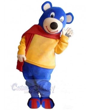 Yellow Coat Blue Bear Mascot Costume For Adults Mascot Heads