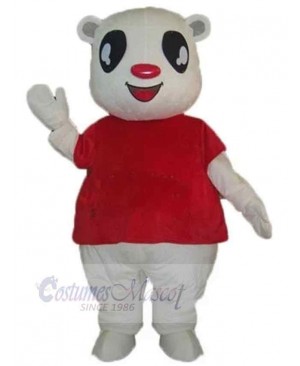 Red Nose White Bear Mascot Costume For Adults Mascot Heads