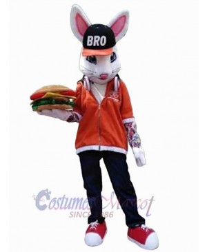 Rabbit with Black Hat Mascot Costume Animal