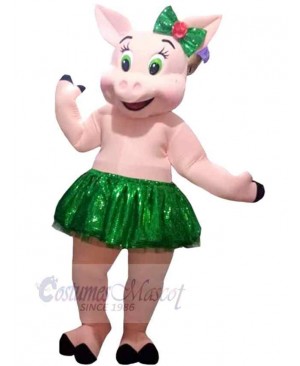 Pig in Green Tutu Mascot Costume Animal