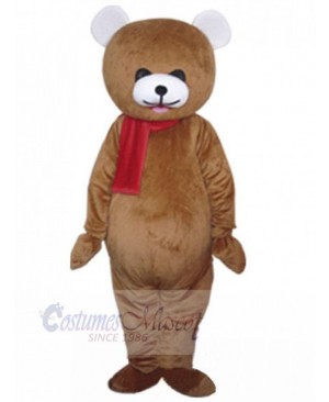 Red Scarf Bear Mascot Costume For Adults Mascot Heads