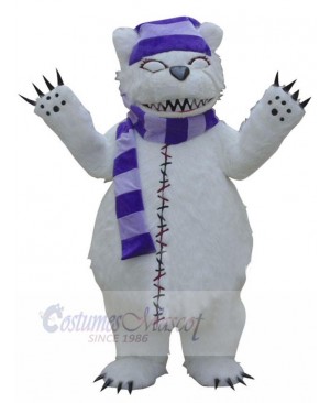 Purple Scarf Bear Mascot Costume For Adults Mascot Heads