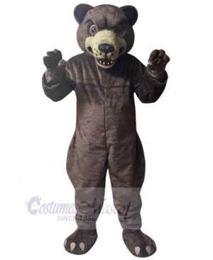 Fierce Dark Brown Bear Mascot Costume For Adults Mascot Heads