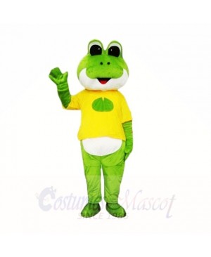 Green Frog with Yellow Shirt Mascot Costumes School	